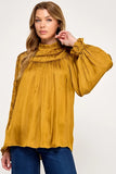 Satin Long Sleeve Top - Gold -