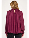 Satin Long Sleeve Top - Wine -