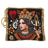 The Queen Playing Card Beaded Coin Purse