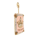 Crowned Jewel Beaded Pink with Gold Crown Coin Purse