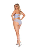 Embroidered Cami Top and Panty Set - Baby Blue -