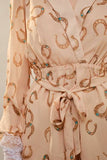 Crinkle Chiffon Horseshoe Wrap Romper - Sand -