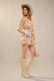 Crinkle Chiffon Horseshoe Wrap Romper - Sand -