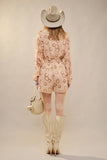 Crinkle Chiffon Horseshoe Wrap Romper - Sand -