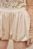 Satin Stretch Bubble Bottom Mini Shorts - Sand -