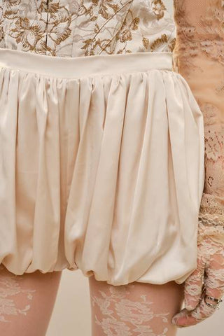Satin Stretch Bubble Bottom Mini Shorts - Sand -