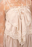 Lace Trim Tiered Satin Cami - Ivory -
