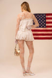 Lace Trim Tiered Satin Cami - Ivory -