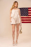 Lace Trim Tiered Satin Cami - Ivory -