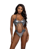 Iridescent Snake 5-Ring Bodysuit - Black/Silver -