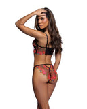 Midnight Rose Bra Set - Black/Hot Pink -