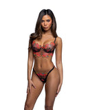 Midnight Rose Bra Set - Black/Hot Pink -