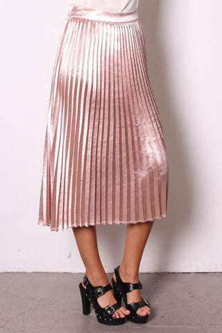 Light Pink - Long Pleated Skirt -