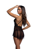 Midnight Rose Babydoll and Thong - Black/Hot Pink -