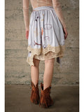 Western Print Lace Trim Wrap Skirt - Baby Blue -