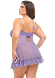 Soft Cup Lace Babydoll and G-String - Purple Haze -