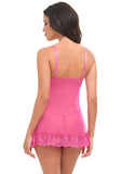 Soft Cup Lace Babydoll and G-String - Rose Violet -