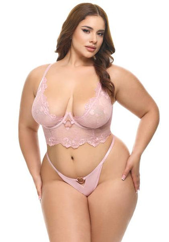 Clarissa Bustier and G-String Set - Crystal Rose -