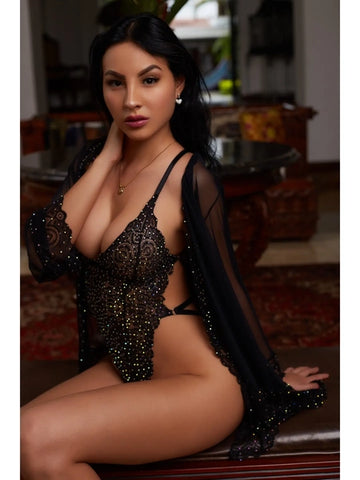 Crystal Lace Teddy - Black -