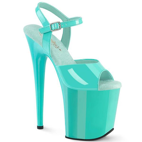 Flamingo 8" Platform with Ankle Strap - Aqua - Size