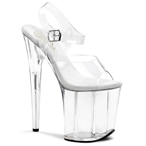 Flamingo-808 8" Ankle Strap Platform Heel - Clear - Size