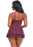 Soft Cup Lace Babydoll and G-String - Potent Purple -