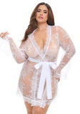 Amore Eyelash Lace Robe - White - 1/2X