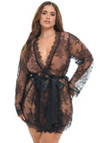 Amore Eyelash Lace Robe - Black - 1/2X