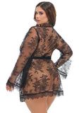 Amore Eyelash Lace Robe - Black - 1/2X
