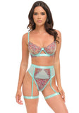 Adaline Two Piece Set with Attached Garter Stays - Lily Pond/Mojito -