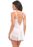 Clarinda Peek-a-boo Babydoll and G-String - Bright White -