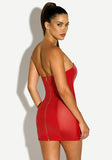 Rider Vinyl Bustier Dress - Red -