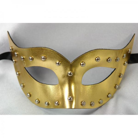 Gold - Leather Mask with Round Stud