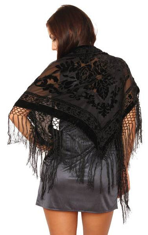 Velvet Triangle Scarf - Black