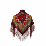 Velvet Triangle Scarf - Burgundy/Multi