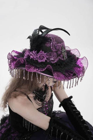 Victorian Gothic Hat - Black/Purple