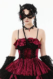 Gothic Red Gem Cross Lace Choker