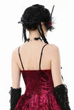 Gothic Red Gem Cross Lace Choker