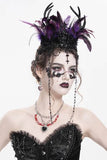 Gothic Feather Headpiece with Chain Accents - Black
