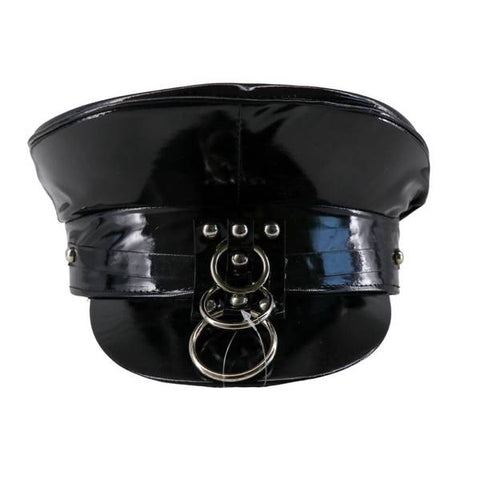 Police Hat with Rings - Black