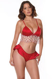 Berry Sweet Bralette and Panty Set - Red -