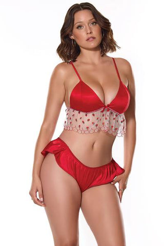 Berry Sweet Bralette and Panty Set - Red -