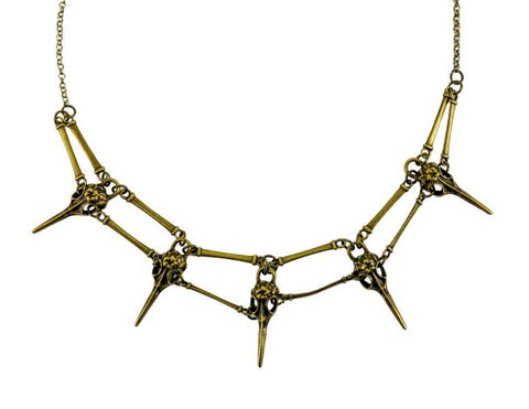 Copper Skull Bird Necklace