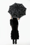 Embroidered Gothic Lace Umbrella - Black