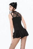 Dark in Love Fishnet Punk Mesh Strap Lace-Up Top - Black -