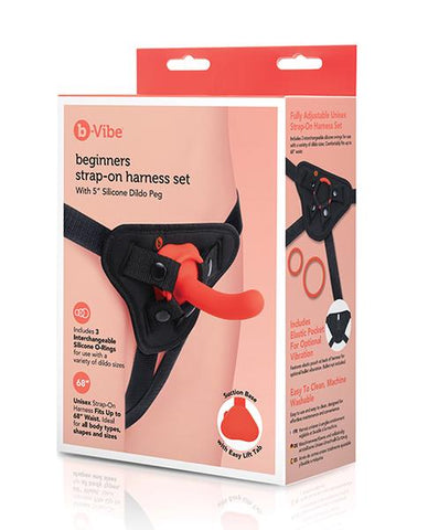 B-Vibe Beginners Strap-On Harness Set with 5 in. Silicone Dildo Peg