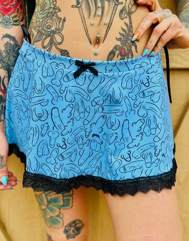 Honey Bunny Swing Mini Skirt - Blue Penis -