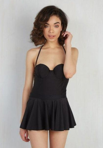 1 Piece Fit & Flare Swimsuit - Black -