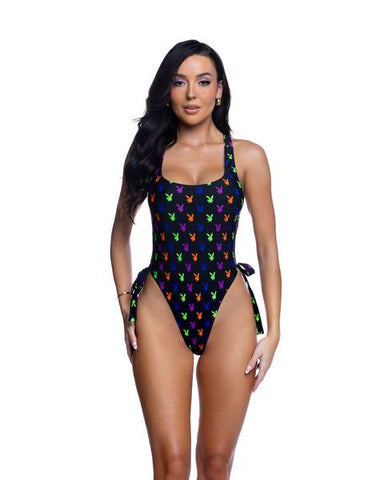 Playboy Bunny 1 Piece Swimsuit - Black/Multi -