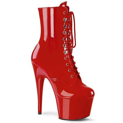 7" Platform Lace-up Ankle Boot - Red Pat/Red -